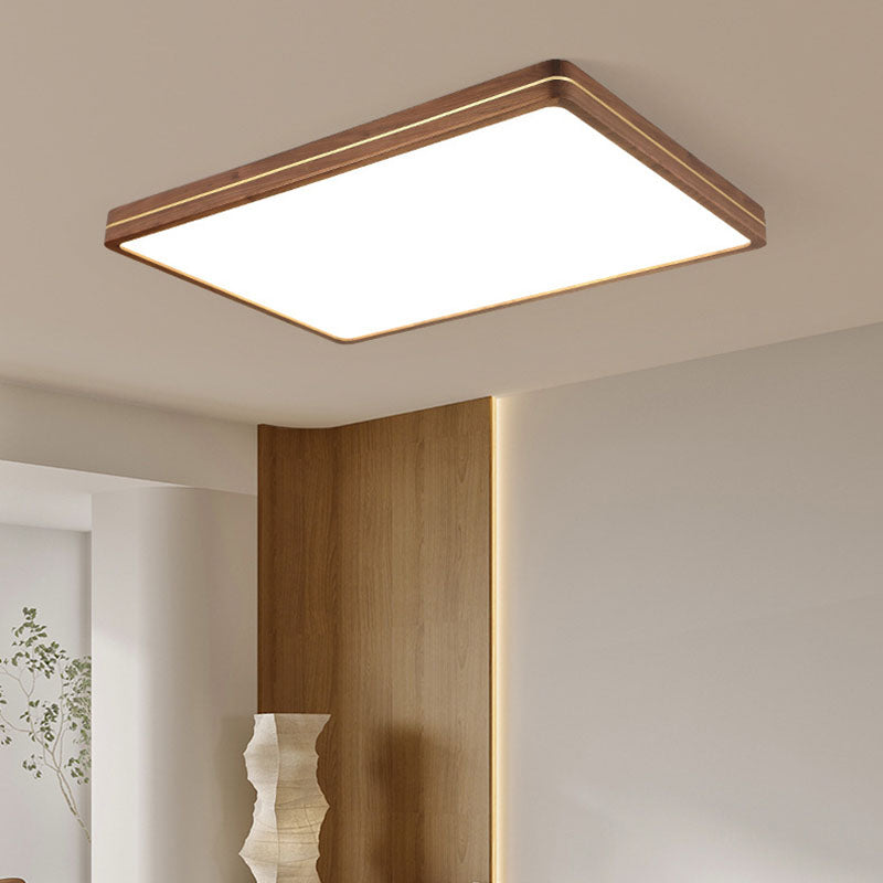 Walnut Finish Slim LED Flush Mount Light