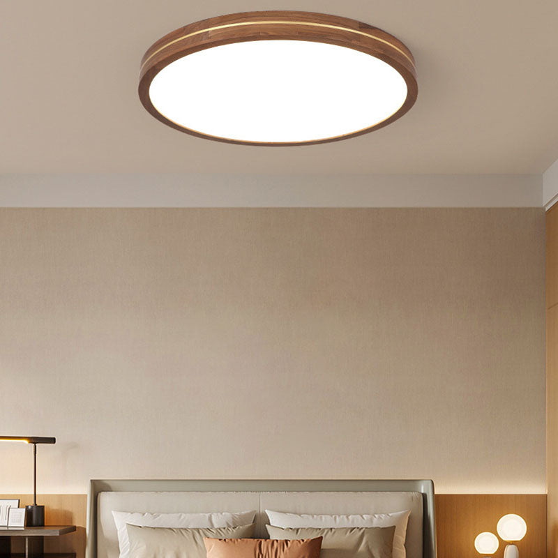 Walnut Finish Slim LED Flush Mount Light