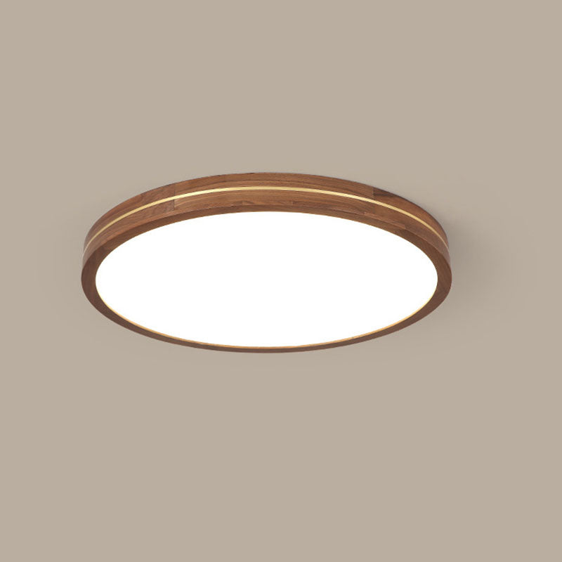 Walnut Finish Slim LED Flush Mount Light