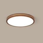 Walnut Finish Slim LED Flush Mount Light