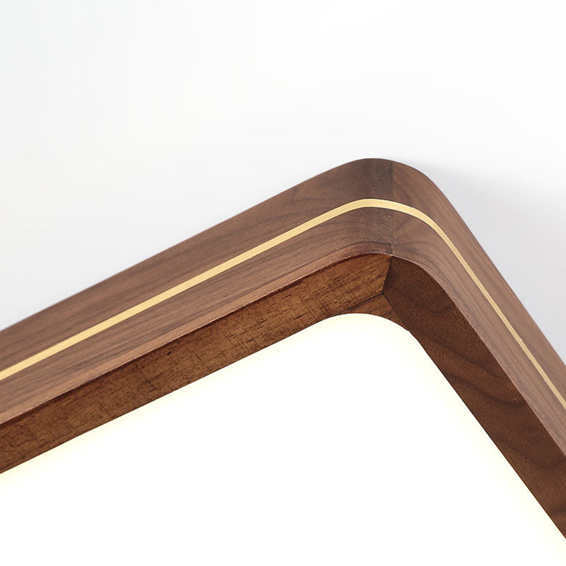 Walnut Finish Slim LED Flush Mount Light