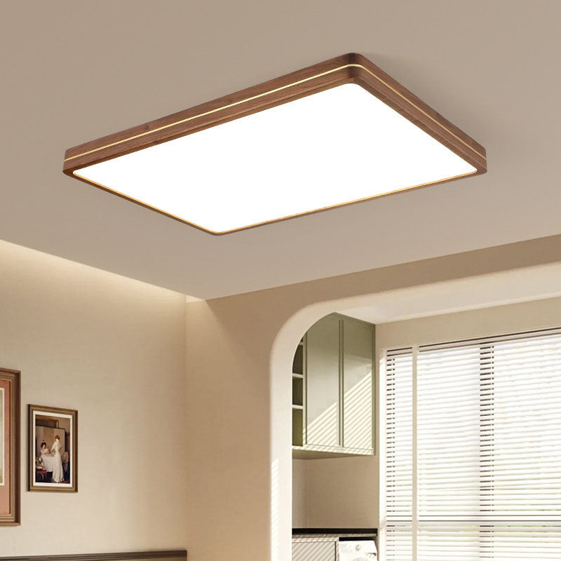 Walnut Finish Slim LED Flush Mount Light