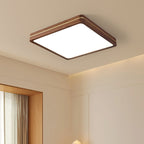 Walnut Finish Slim LED Flush Mount Light