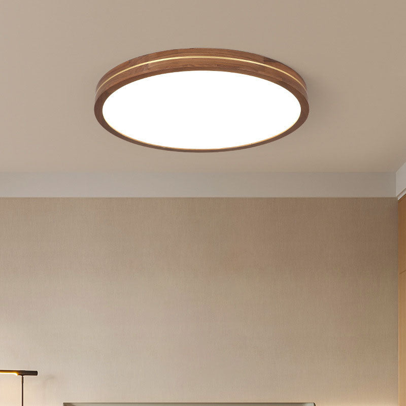 Walnut Finish Slim LED Flush Mount Light