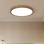 Walnut Finish Slim LED Flush Mount Light