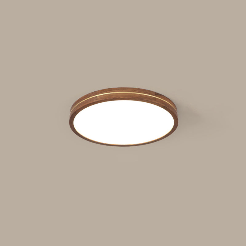 Walnut Finish Slim LED Flush Mount Light