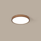 Walnut Finish Slim LED Flush Mount Light
