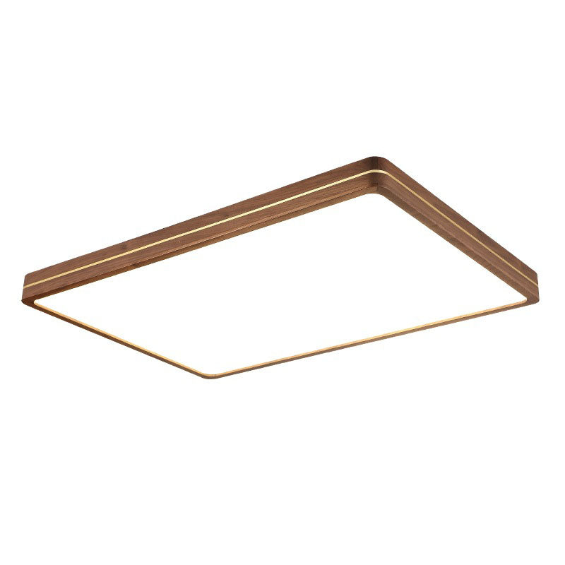 Walnut Finish Slim LED Flush Mount Light