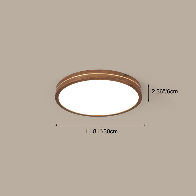 Walnut Finish Slim LED Flush Mount Light