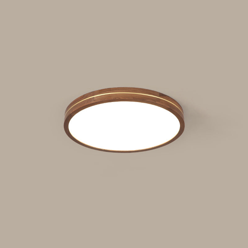 Walnut Finish Slim LED Flush Mount Light