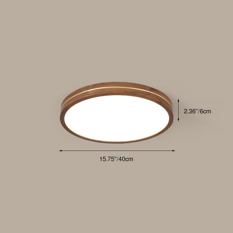 Walnut Finish Slim LED Flush Mount Light