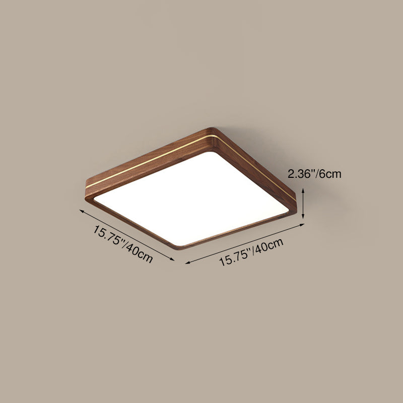 Walnut Finish Slim LED Flush Mount Light