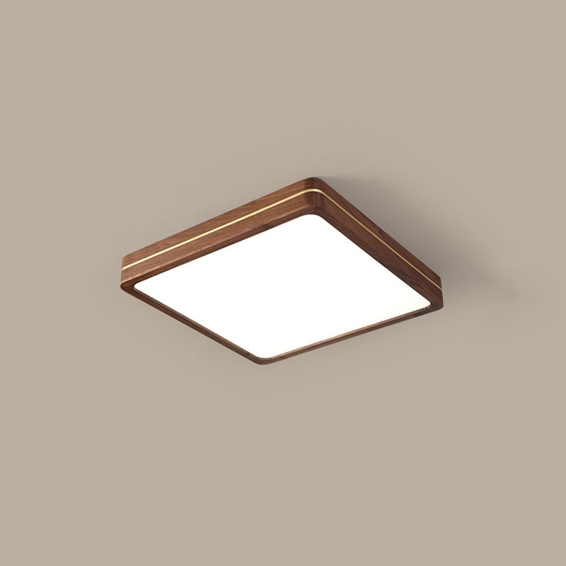 Walnut Finish Slim LED Flush Mount Light