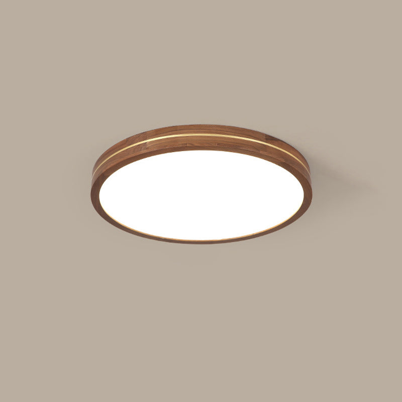 Walnut Finish Slim LED Flush Mount Light