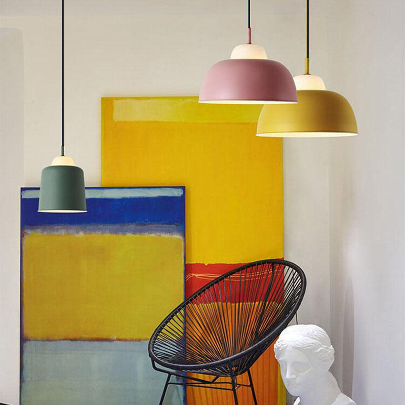 Nordic Macaron Aluminum Dome Pendant Light - 1 Light