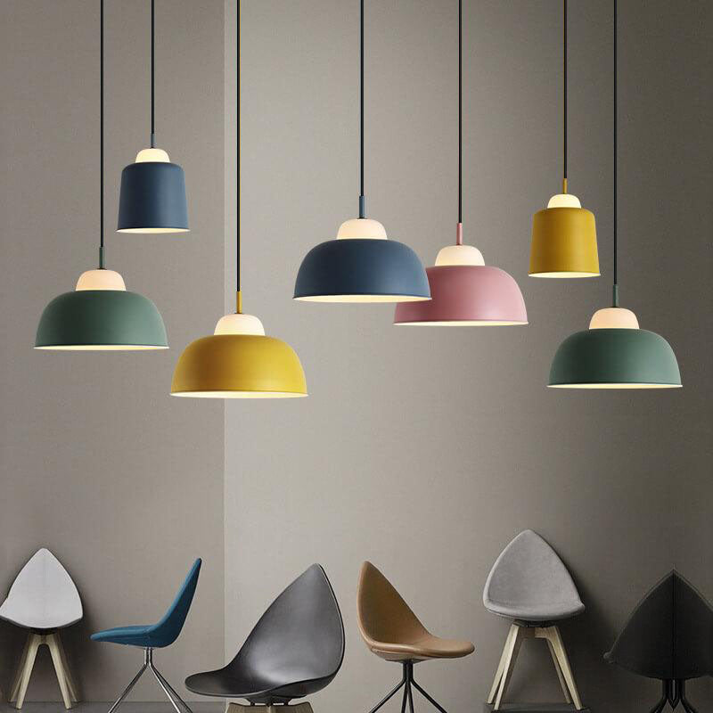 Nordic Macaron Aluminum Dome Pendant Light - 1 Light