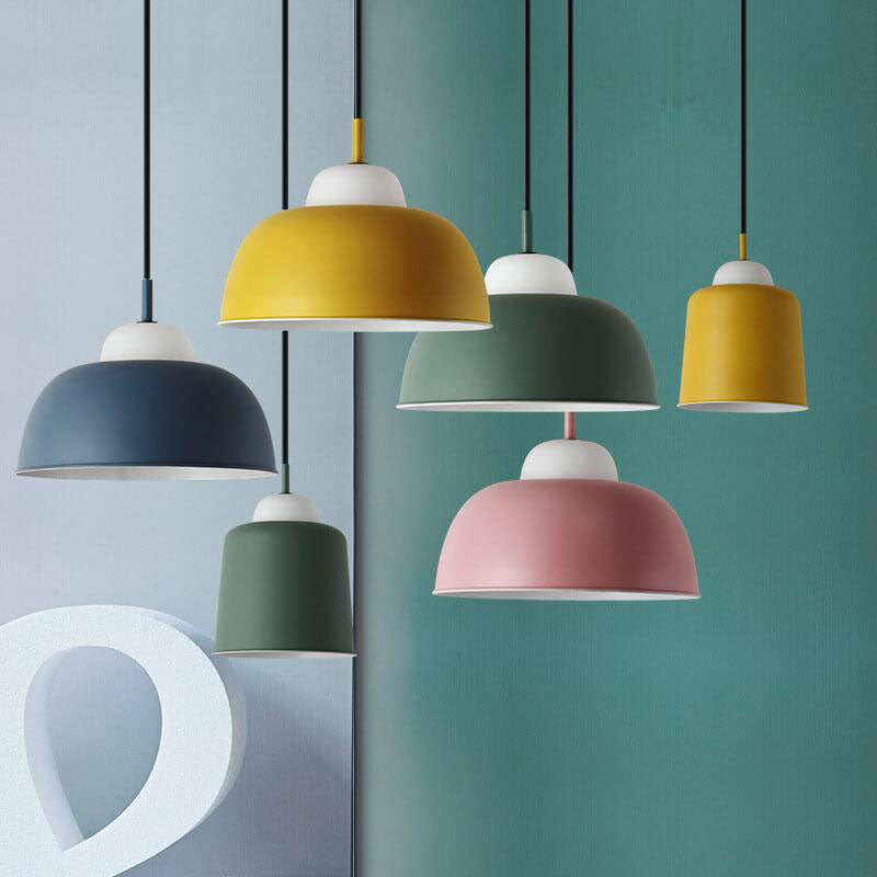 Nordic Macaron Aluminum Dome Pendant Light - 1 Light