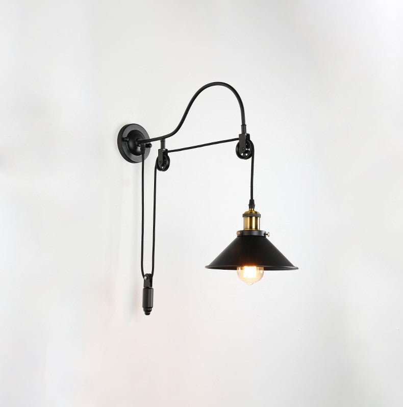 Vintage Industrial Iron Pulley Wall Sconce