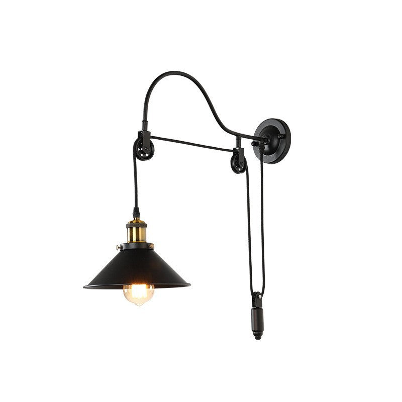 Vintage Industrial Iron Pulley Wall Sconce