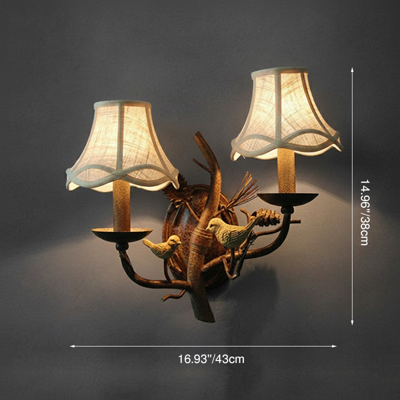 Vintage Pinecone Bird Wall Sconce Lamp
