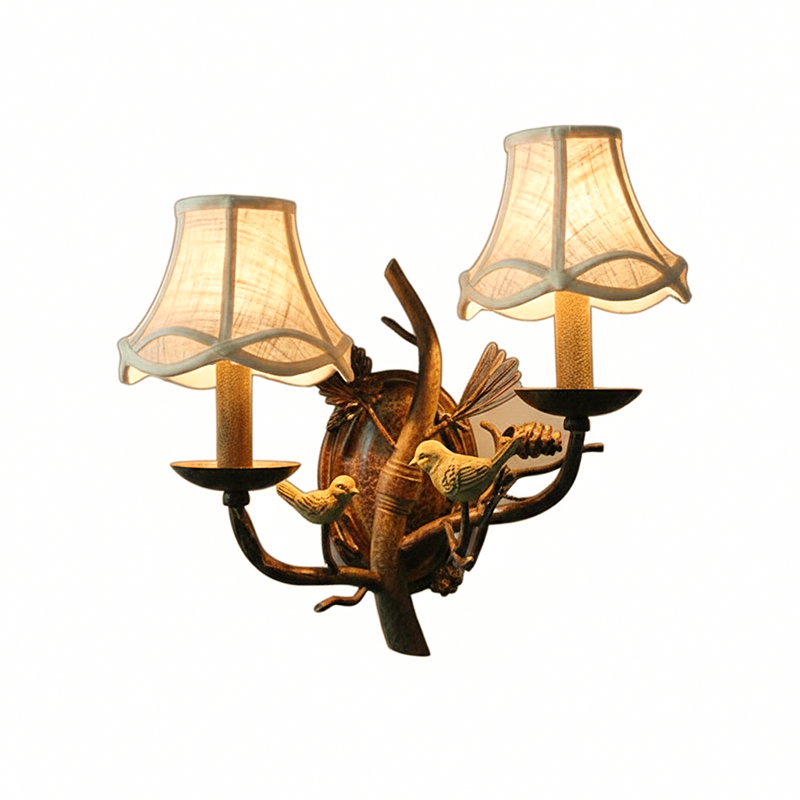 Vintage Pinecone Bird Wall Sconce Lamp