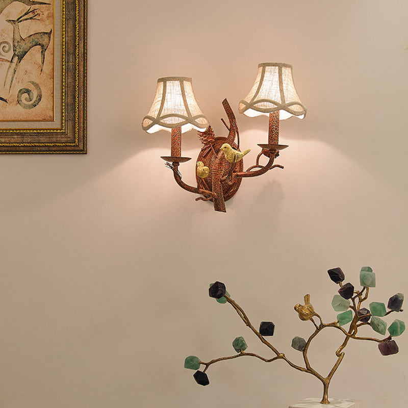 Vintage Pinecone Bird Wall Sconce Lamp