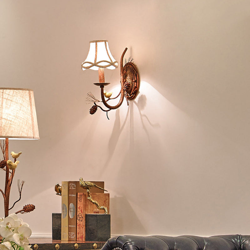 Vintage Pinecone Bird Wall Sconce Lamp