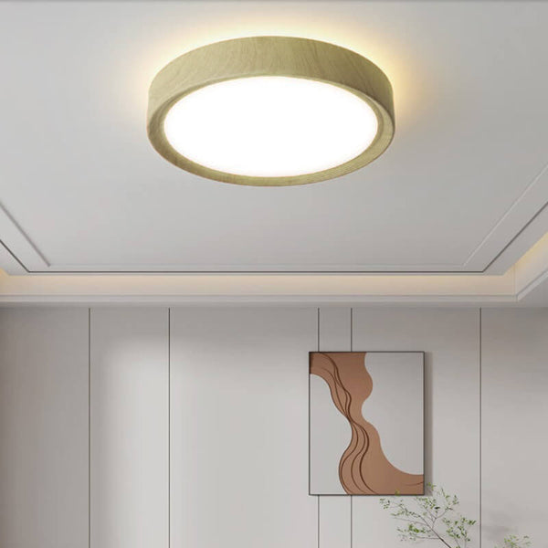 Contemporary Round Wood Grain LED Flush Mount Ceiling Light