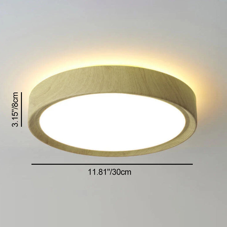 Contemporary Round Wood Grain LED Flush Mount Ceiling Light