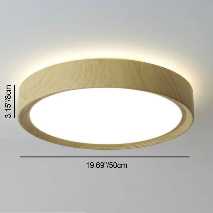 Contemporary Round Wood Grain LED Flush Mount Ceiling Light