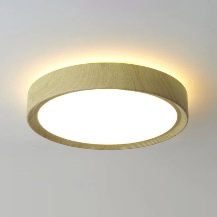 Contemporary Round Wood Grain LED Flush Mount Ceiling Light