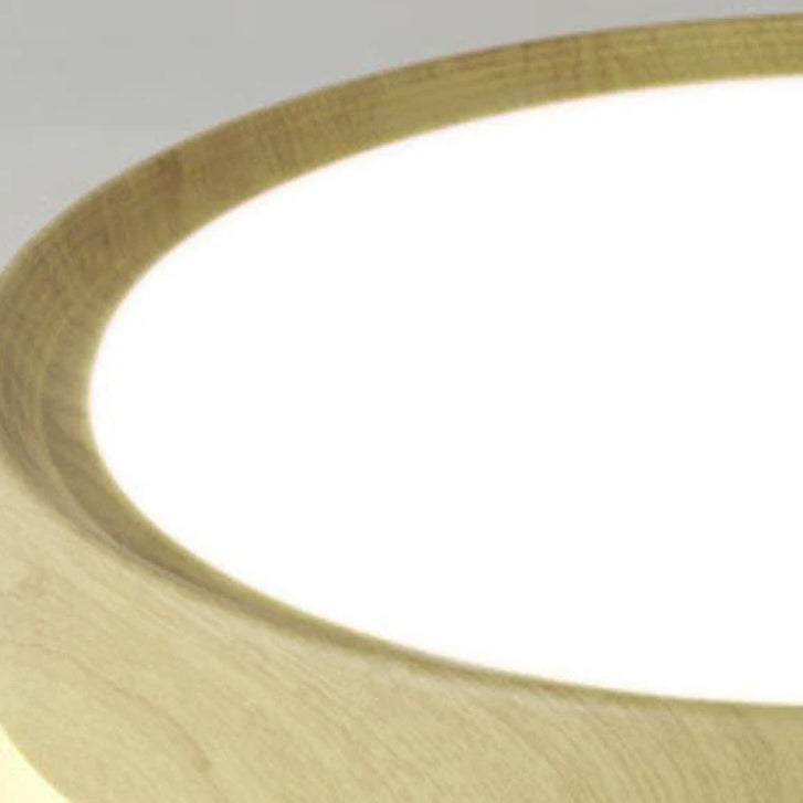 Contemporary Round Wood Grain LED Flush Mount Ceiling Light
