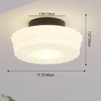 Vintage White Jade Glass Round Drum LED Ceiling Light