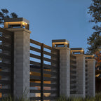 Modern Square Galvanized Iron LED Outdoor Pillar Light