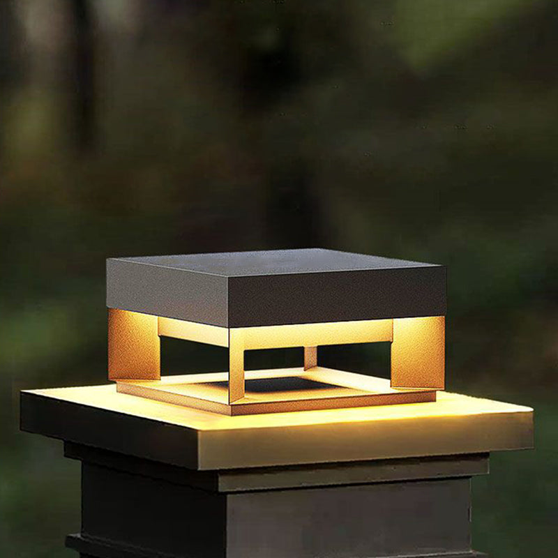 Modern Square Galvanized Iron LED Outdoor Pillar Light