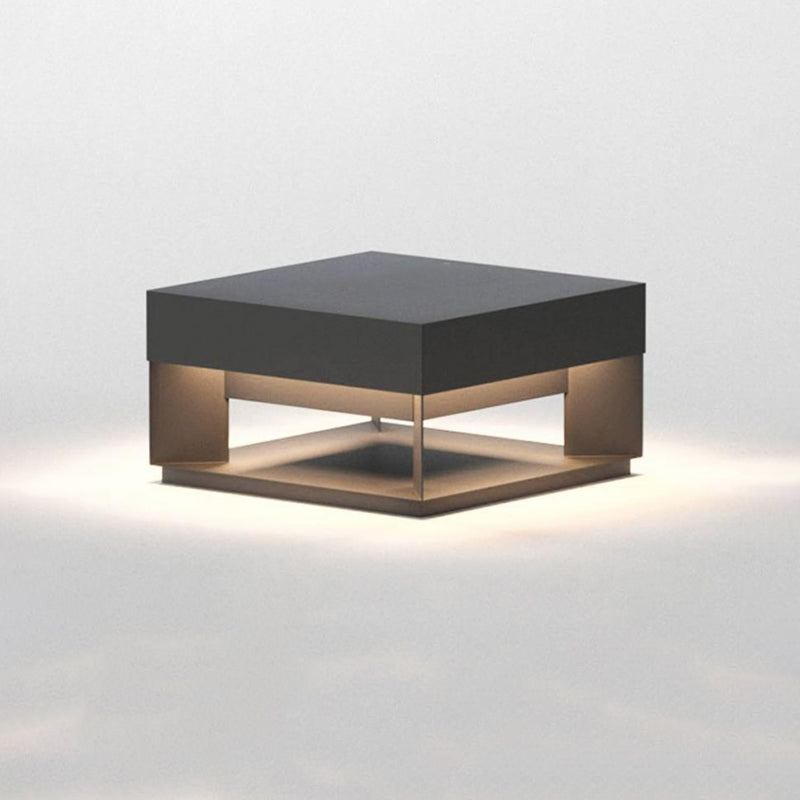 Modern Square Galvanized Iron LED Outdoor Pillar Light