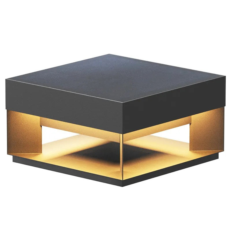 Modern Square Galvanized Iron LED Outdoor Pillar Light