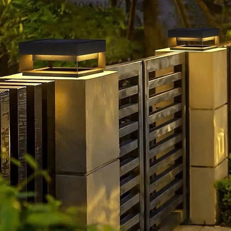 Modern Square Galvanized Iron LED Outdoor Pillar Light