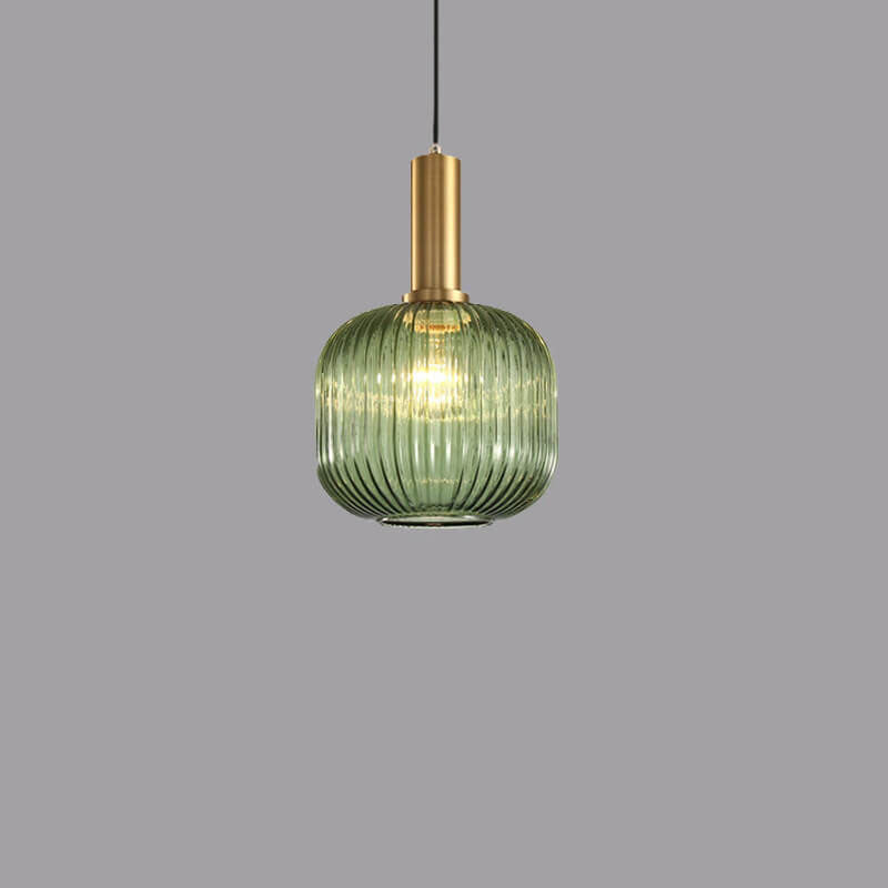 Striped Glass 1-Light Lantern Pendant