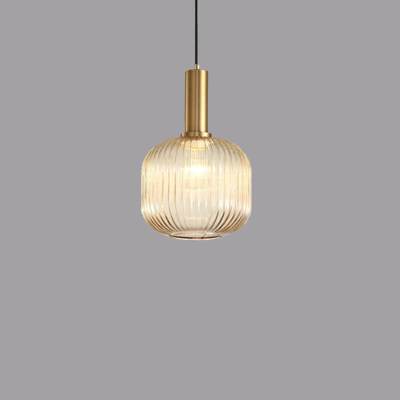 Striped Glass 1-Light Lantern Pendant