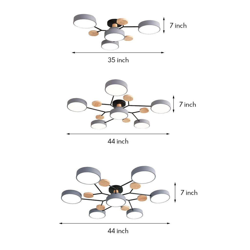 Sputnik Chandelier - Artistic Metal and Wood Ceiling Light for Kids' Rooms