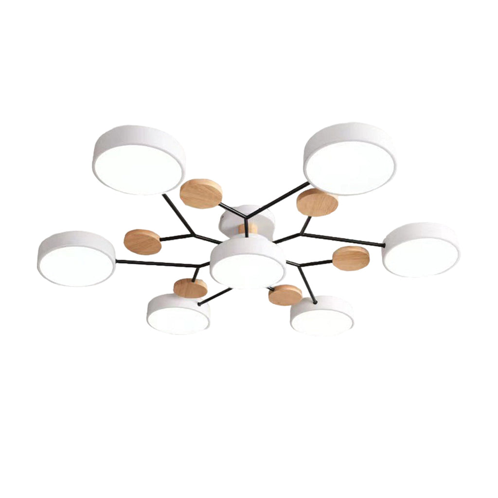 Sputnik Chandelier - Artistic Metal and Wood Ceiling Light for Kids' Rooms