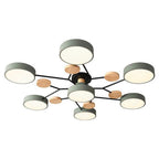 Sputnik Chandelier - Artistic Metal and Wood Ceiling Light for Kids' Rooms