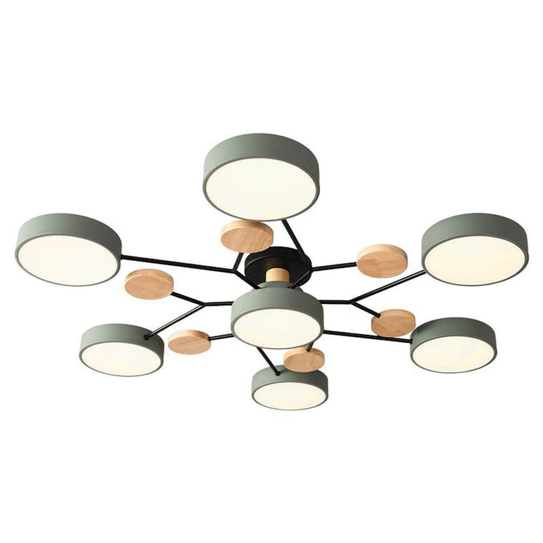 Sputnik Chandelier - Artistic Metal and Wood Ceiling Light for Kids' Rooms