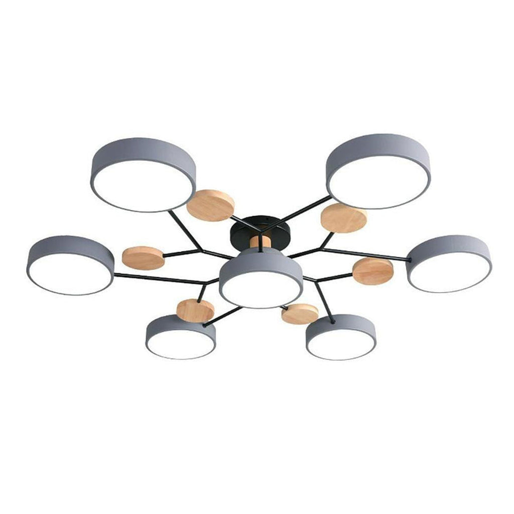 Sputnik Chandelier - Artistic Metal and Wood Ceiling Light for Kids' Rooms