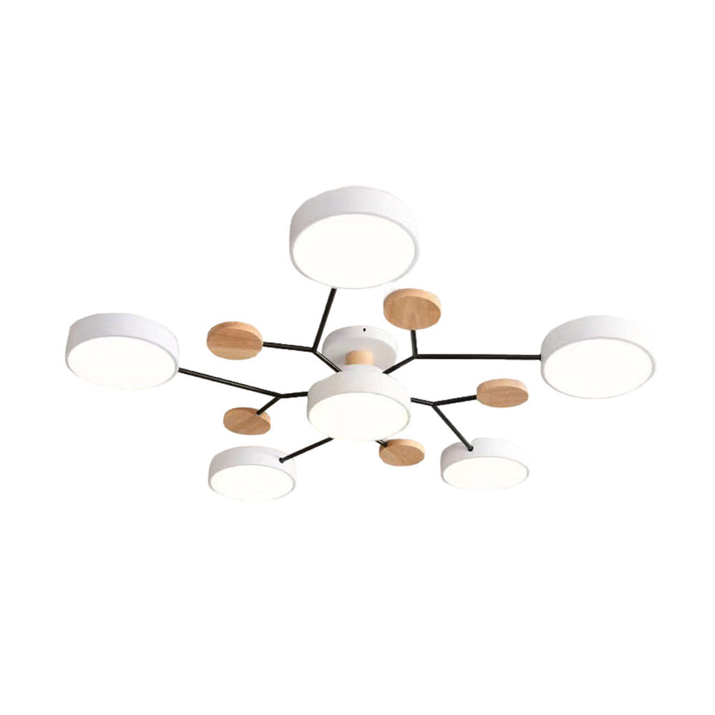 Sputnik Chandelier - Artistic Metal and Wood Ceiling Light for Kids' Rooms