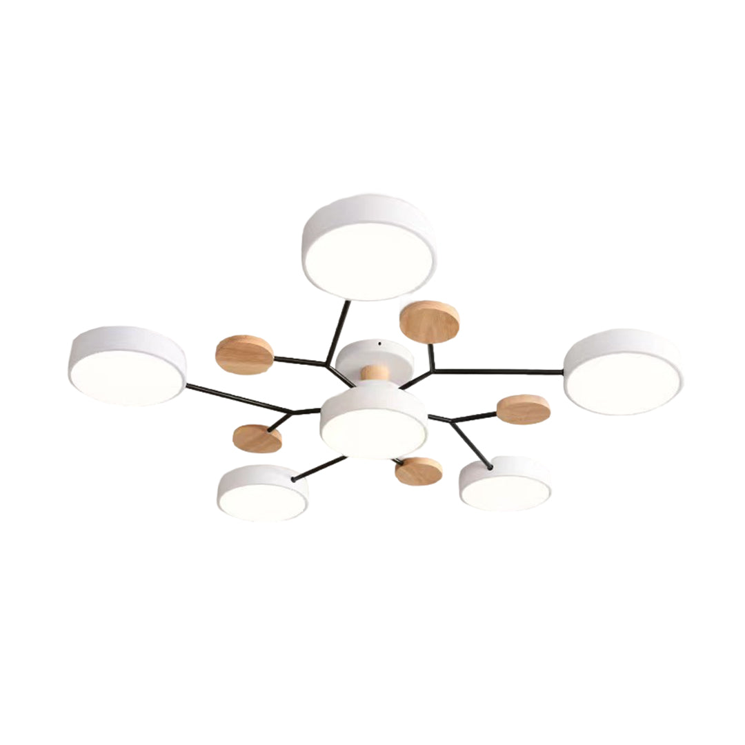 Sputnik Chandelier - Artistic Metal and Wood Ceiling Light for Kids' Rooms