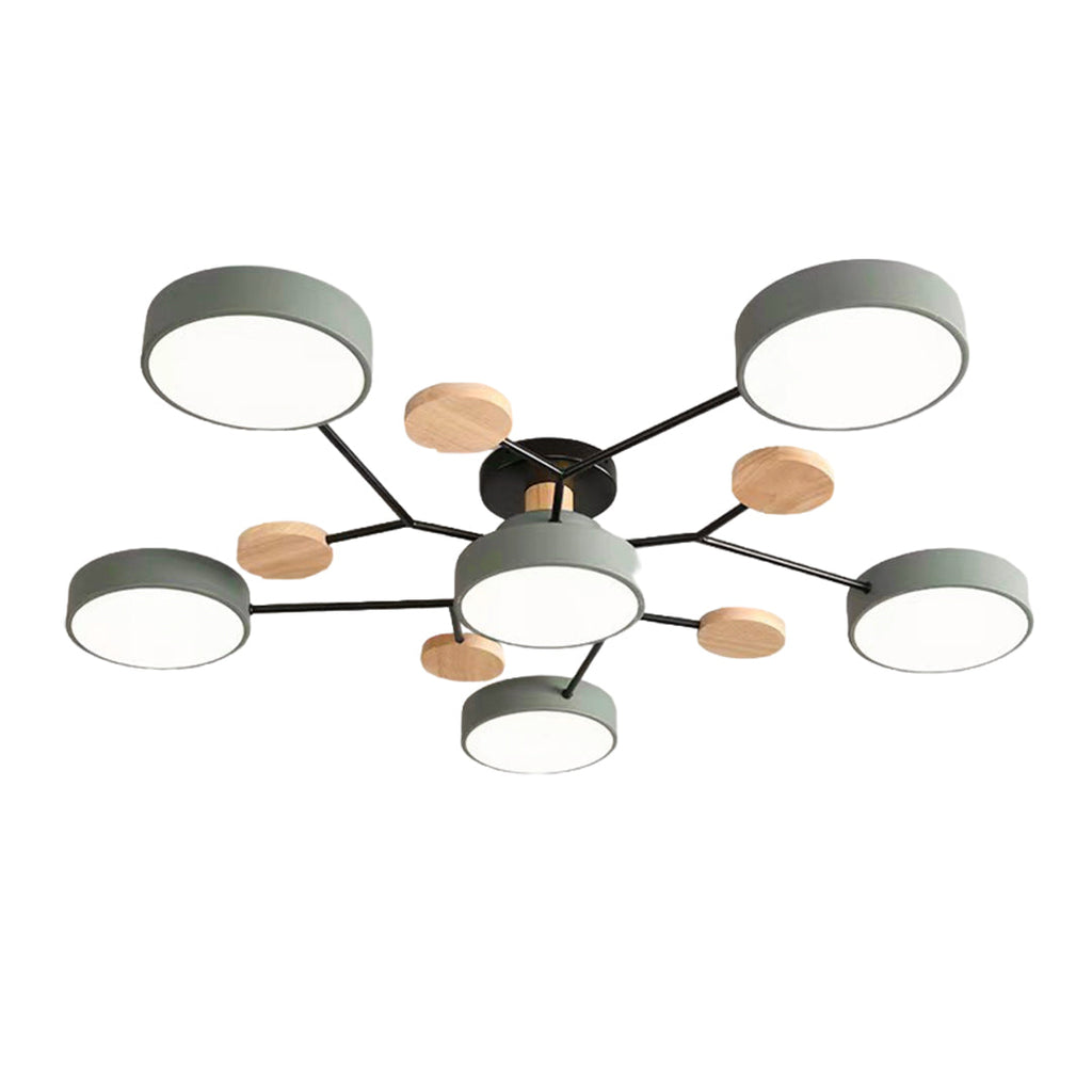 Sputnik Chandelier - Artistic Metal and Wood Ceiling Light for Kids' Rooms