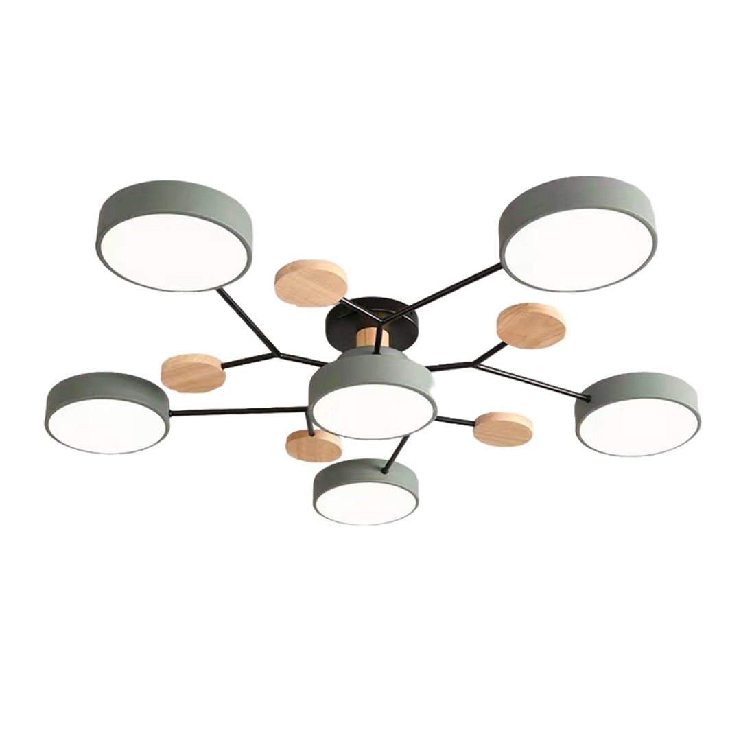 Sputnik Chandelier - Artistic Metal and Wood Ceiling Light for Kids' Rooms