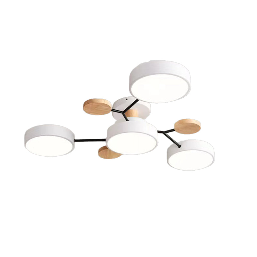 Sputnik Chandelier - Artistic Metal and Wood Ceiling Light for Kids' Rooms